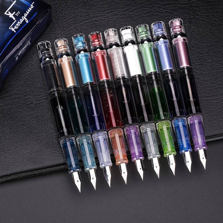 Crystal Color Ink Pen Clear Plastic Fountain Pen