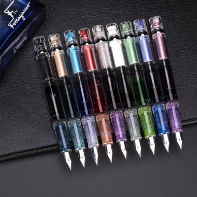 Crystal Color Ink Pen Clear Plastic Fountain Pen